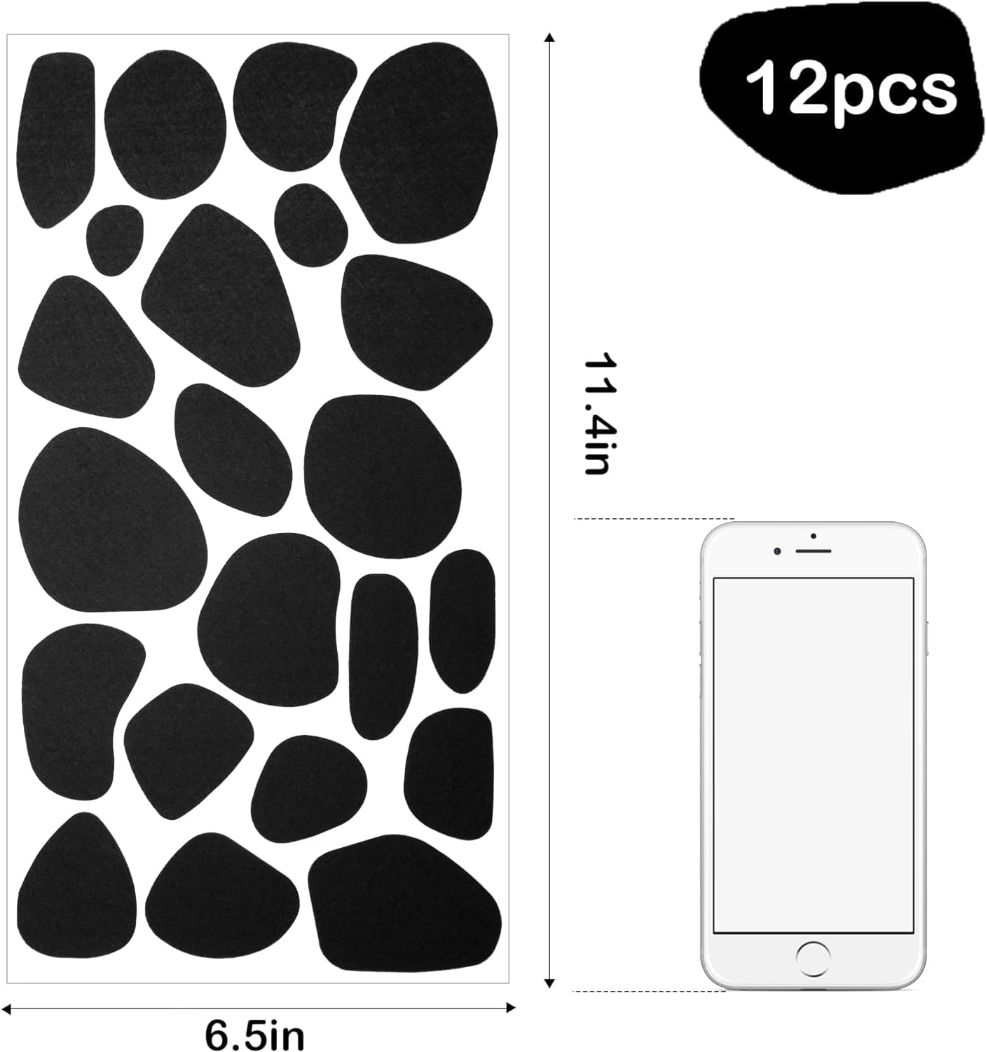 Iceyyyy 12 Sheets Black Adhesive Felt Circles - 200+ Pieces Black Self-Adhesive Felt Messy Dots Sticker Pads for Halloween DIY Projects, Professional Craft Finishing