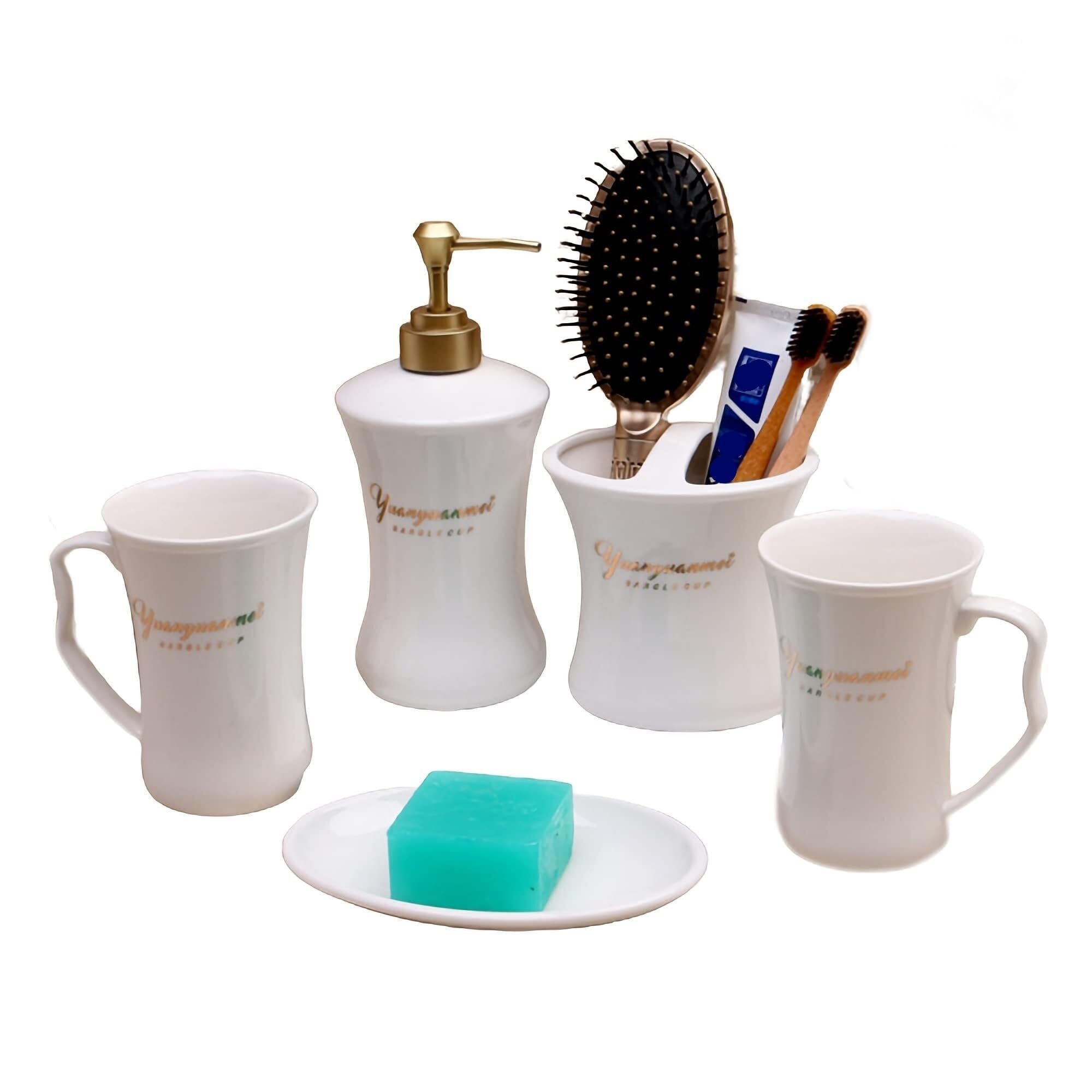 Accessori da bagno Set di accessori da bagno in ceramica, 5 pezzi, arredamento moderno for la casa Set di dispenser per sapone