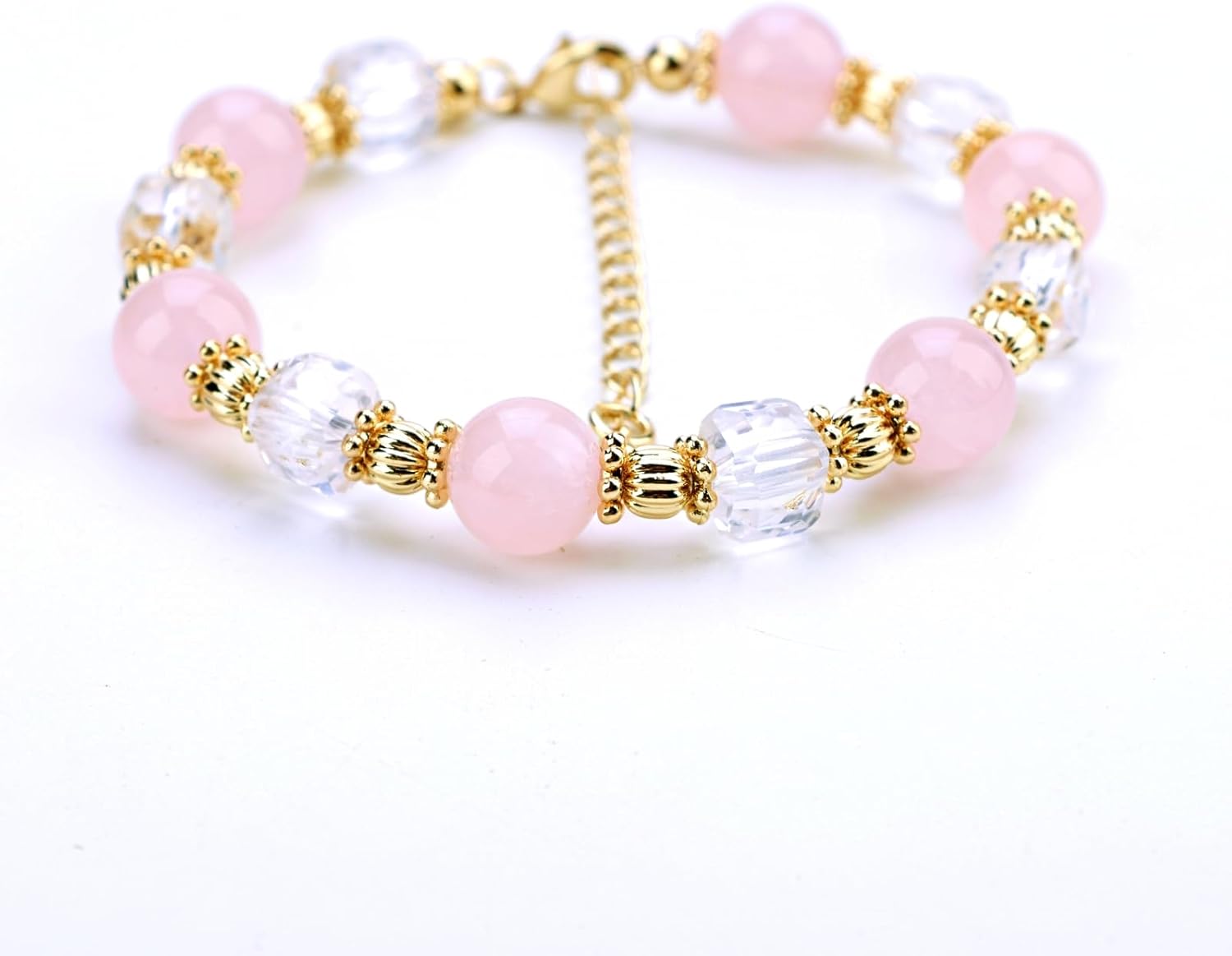 Natural Quartz Crystal 8mm Bead Strand Bracelet for Women Gift (Madagascar Rose Quartz) - Image 4