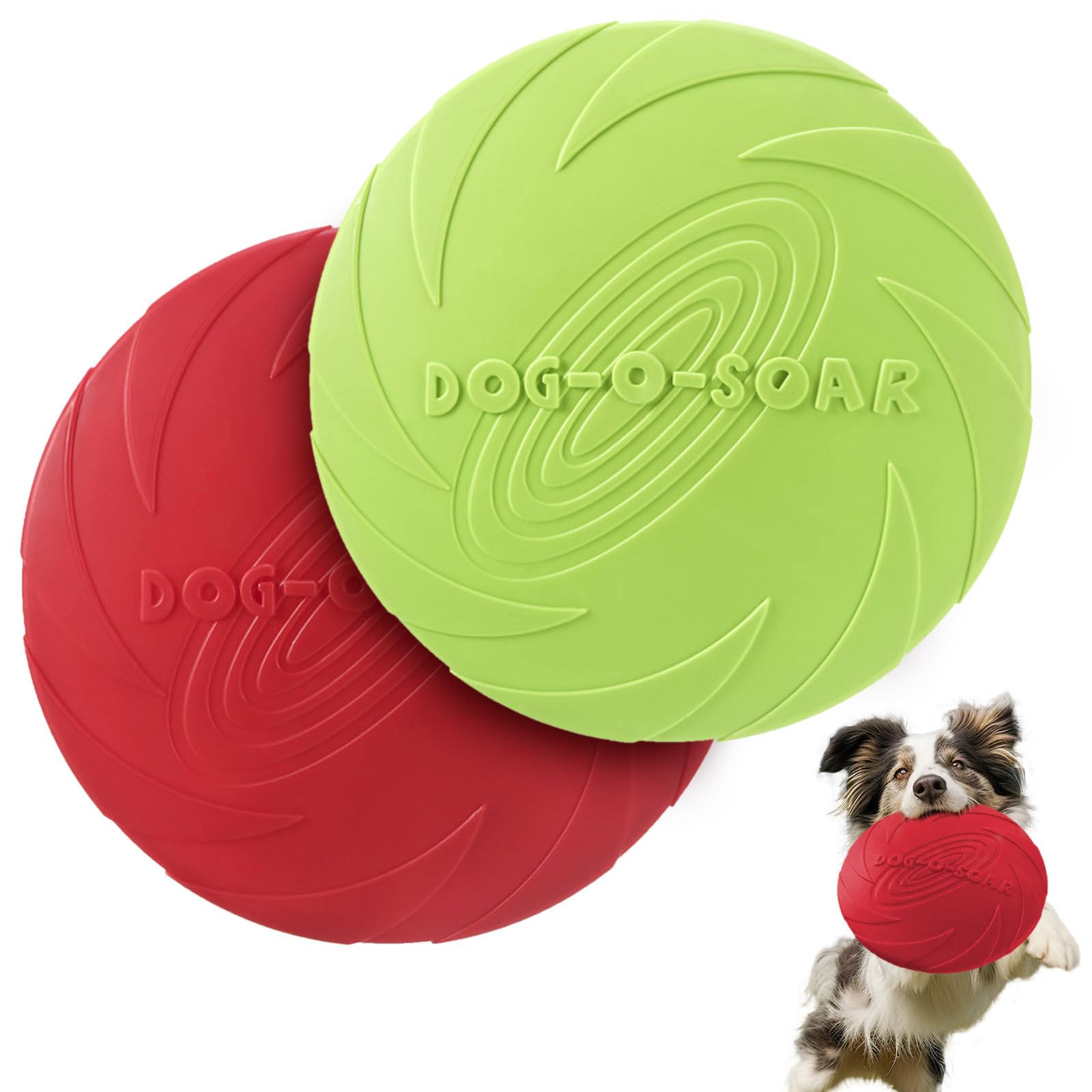 Lot De 2 Freesbee pour Chien De 18 Cm, Frisbee Caoutchouc Naturel, en Caoutchouc Souple, Adaptés Au Dressage des Animaux (Rouge Et Vert)