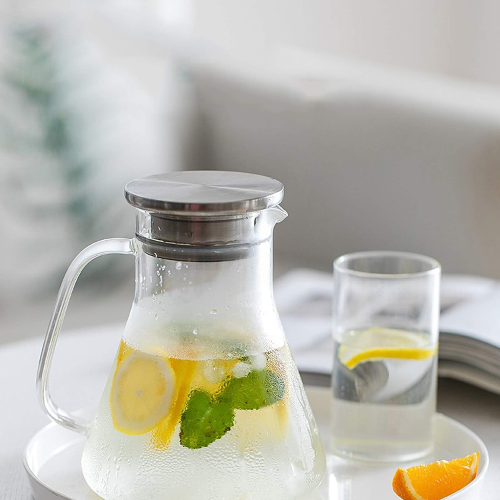 Pichet Verre de ménage Cafare avec poignée Pichet en Verre résistant à la température élevée for Le jus, Le Lait, Les Boissons glacées sans Goutte Pichets