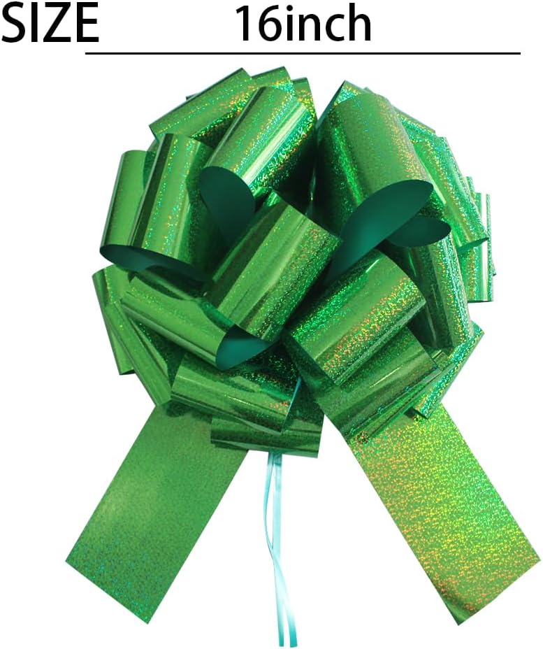 1Pc Giant Gift Bows,16 Inch Giant Car Bow Large Gift Bow Large Christmas Gift Refrigerator New House Bicycle and Party Decoration Giant Gift Packaging Bow (Green) - Image 2