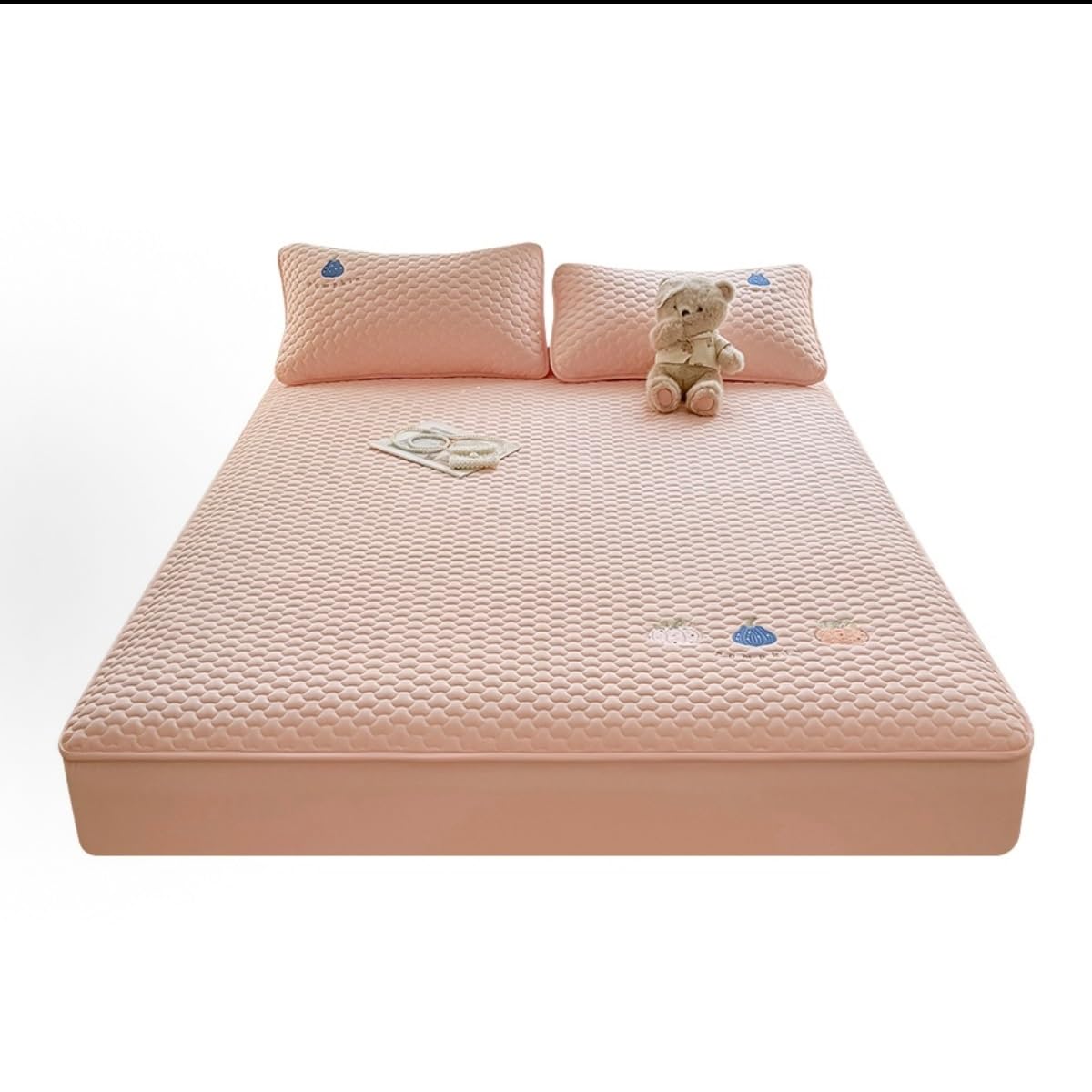Single Plush Deep Pocket Crystal Velvet Fitted Sheet, Warm Winter Protector(Pink,150 * 200cm)