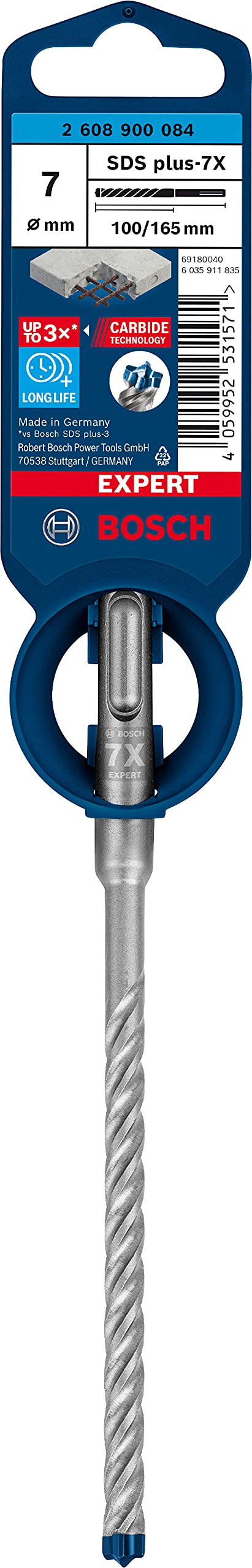Bosch 1x EXPERT SDS plus-7X Kırıcı Delici Delme Uçları (Yumuşak taş, Sert taş, Beton, Donatılı beton, Beton bina bloku, Ø 7,00x165 mm, Aksesuar Kırıcı Delici)