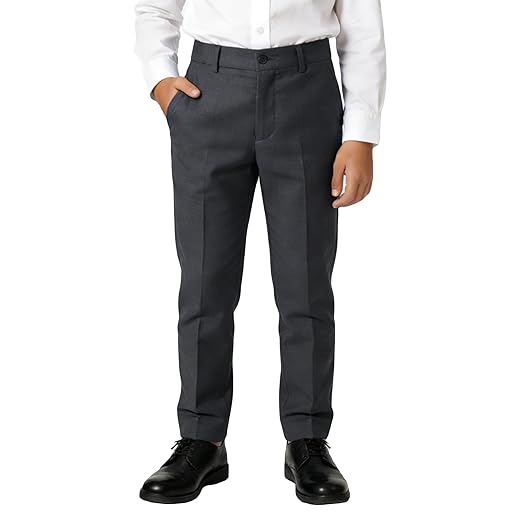 YuanLu Calça social para meninos para casamento infantil uniforme escolar com cintura ajustável azul tamanho 2T