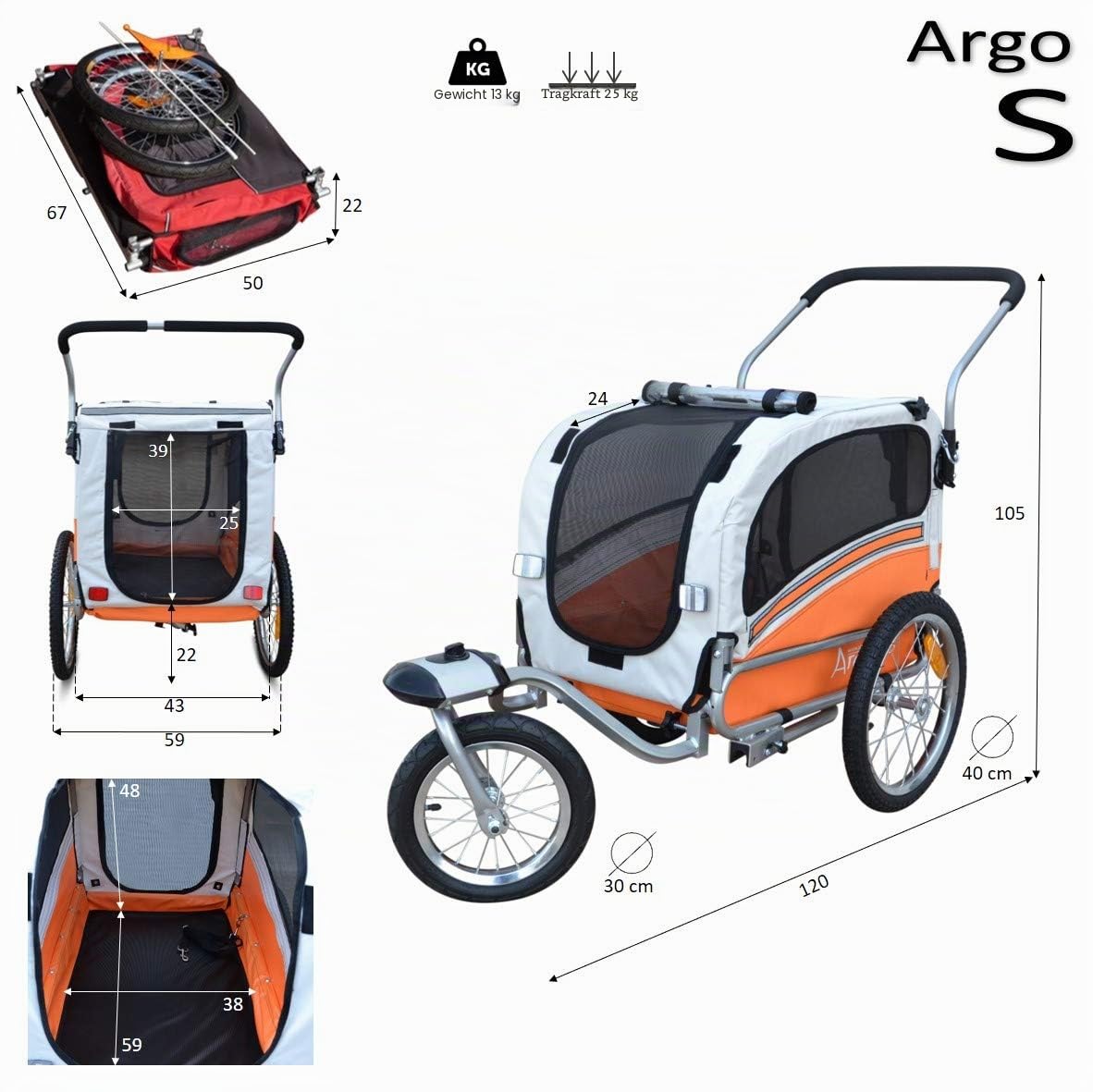 Argo Fahrradanhänger Hunde Hundewagen S M L