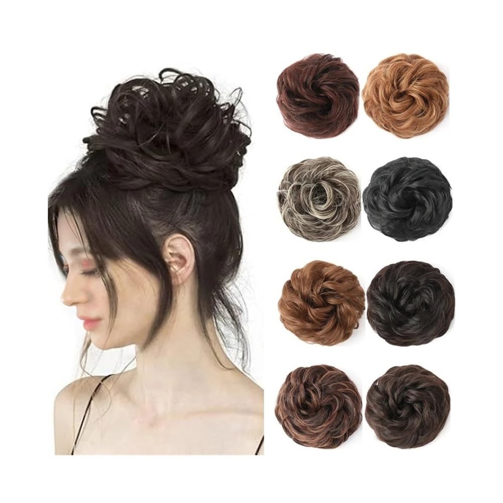 Facile da usare Chignon spettinato, acconciature spesse, extension for capelli sintetici elastici, ondulati e ricci, for coda di cavallo. Accessorio(12)
