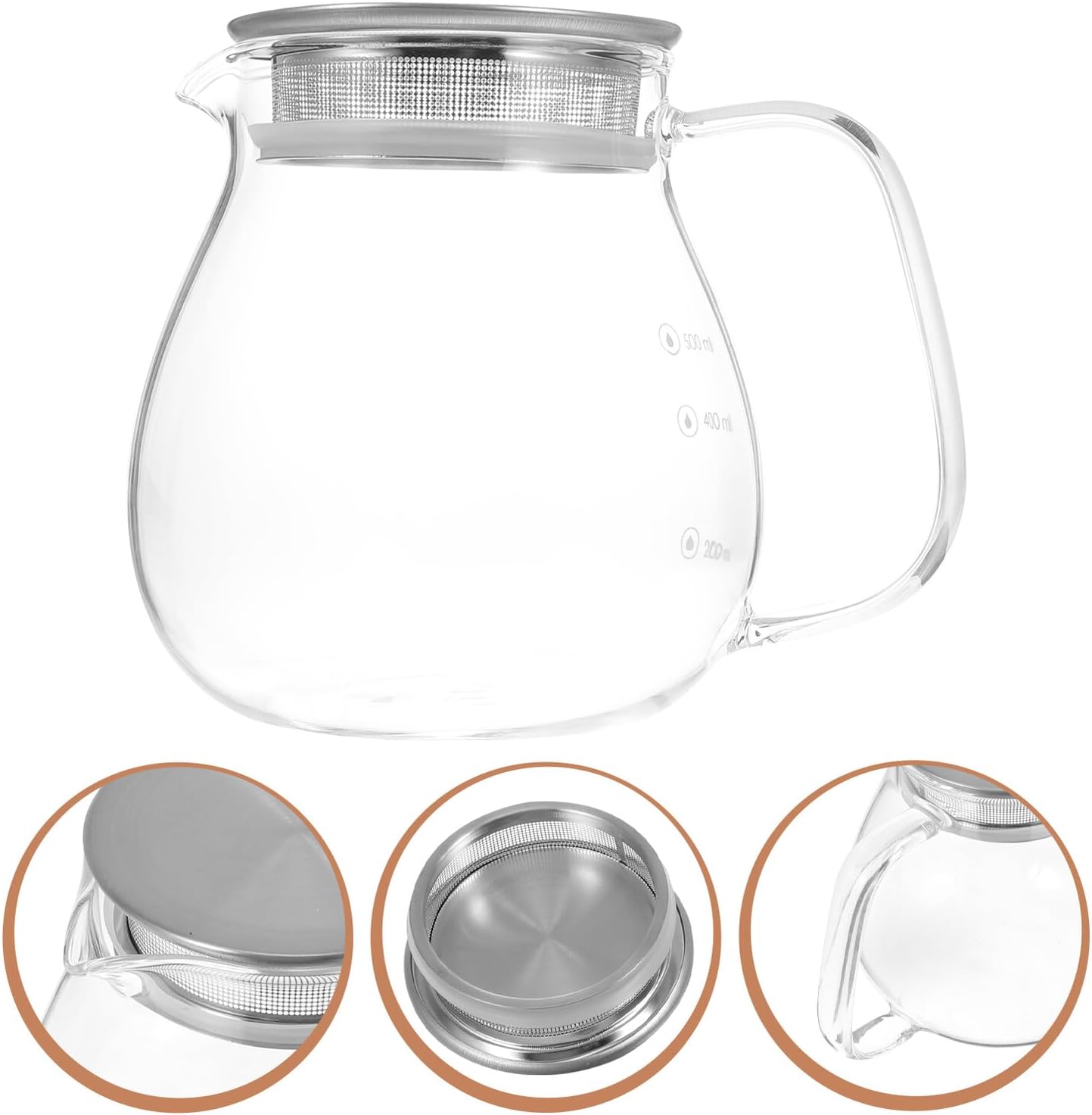 Glass Stainless Steel Coffee Server with Lid 500ml Manual Pour