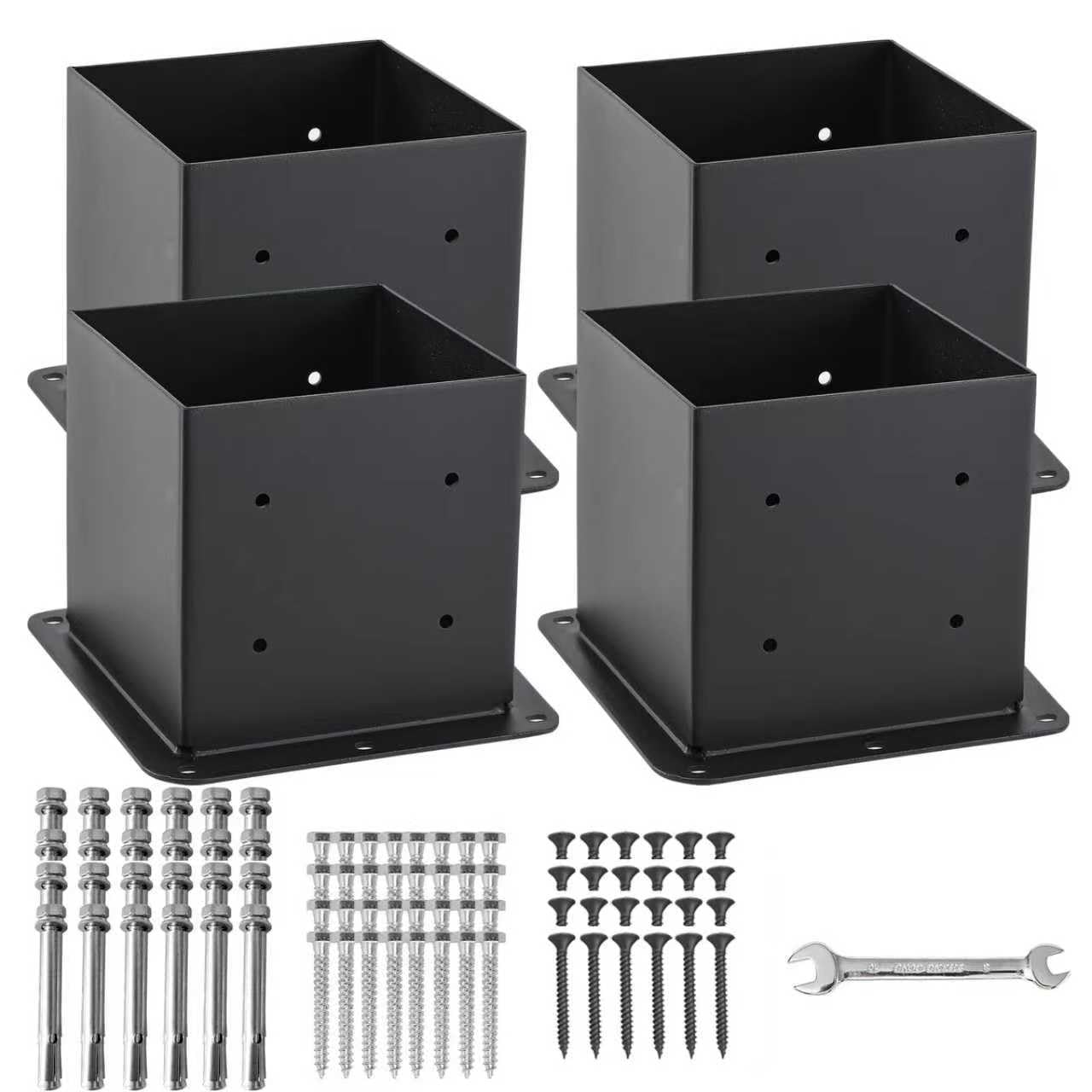 6x6 Post Base 4 Pcs, (Inner Size 5.6x5.6) Post Anchors, 13GA Thick Solid Steel & Black Powder Coated,Deck Post Brackets Support Deck Base Plate Pergola Brackets Fence Kit Mailbox Mount…-image-25