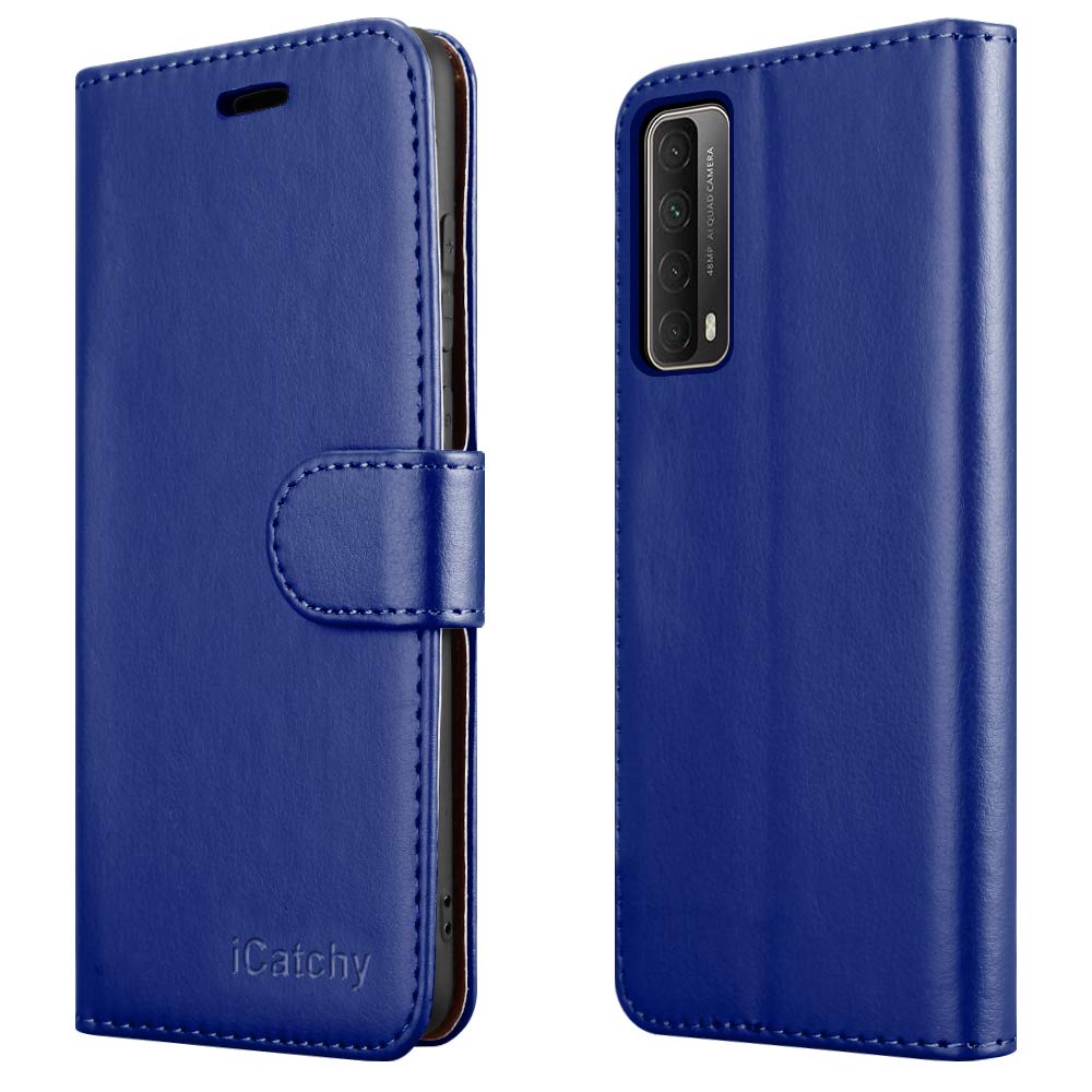 Sponsored Ad – iCatchy For Huawei P Smart 2021 Case Leather Wallet Book Flip Folio Stand View Cover Compatible with Huawei P Smart 2021 Phone Cover (Blue)