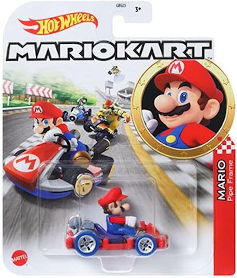 Hot Wheels Mario Kart Die-Cast Character Cars Collection, Bundle of 8, Nintendo Gaming Vehicles GBG25-957M