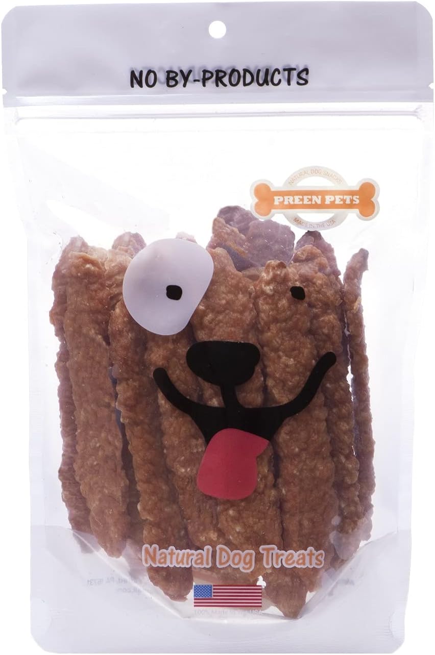 Preen Pets Chicken Breast Strips *Crunchy* Dog Treats – 100% USA Chicken Breast (1 Pound)