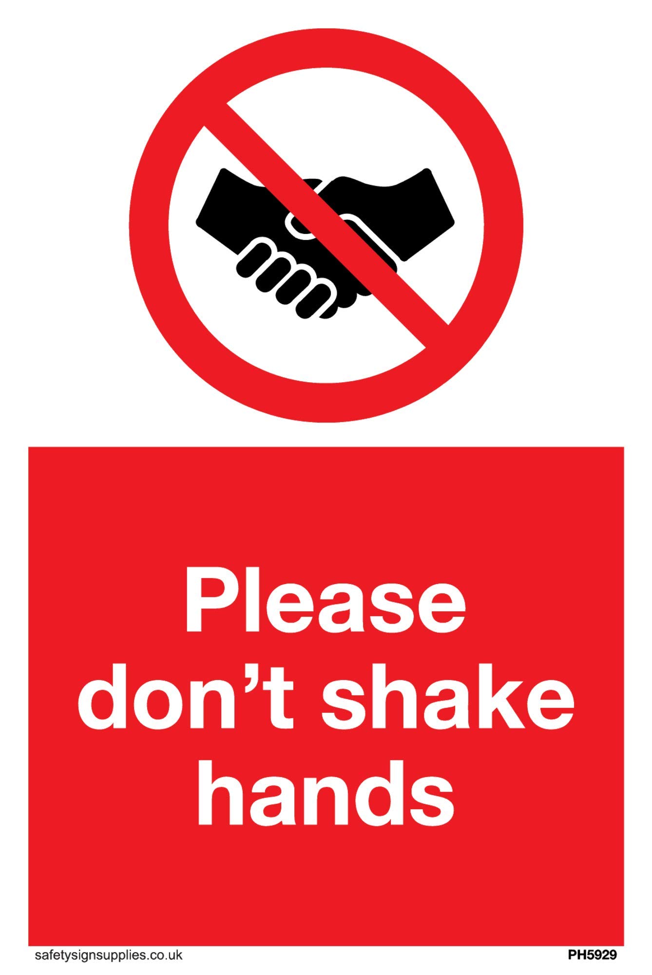 „Bitte Nicht Hände Schütteln“ Schild – Kunststoff, 150 X 50 Mm, Rot/weiß, Für Innen & Außen