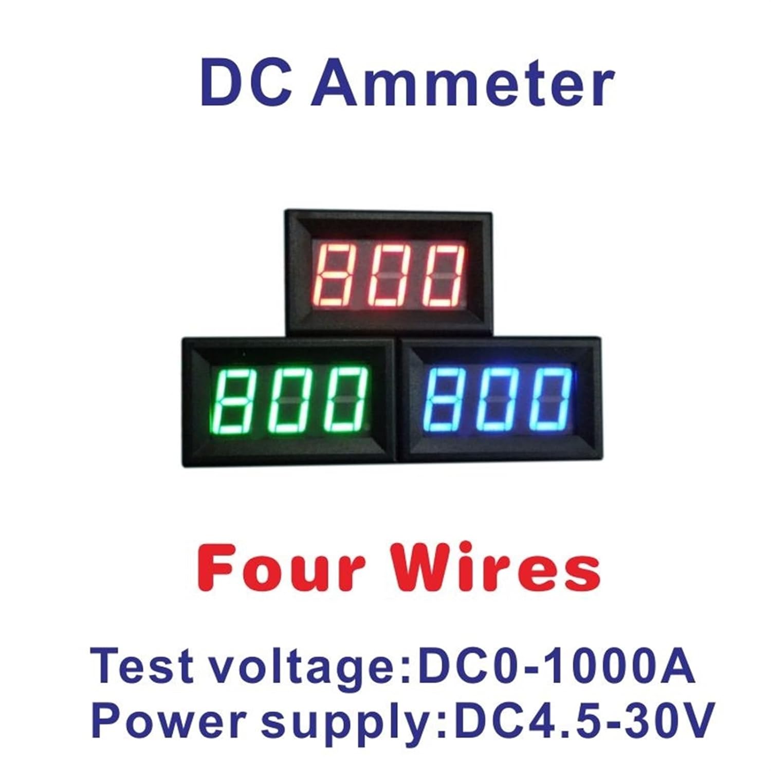 DC 1000A Current Meter LED Digital Current Meter DC Amperemeter Supply Voltage DC4.5-30V DC Ammeter Ampere Gauge Tester Red Blue(Black Cover-Blue)