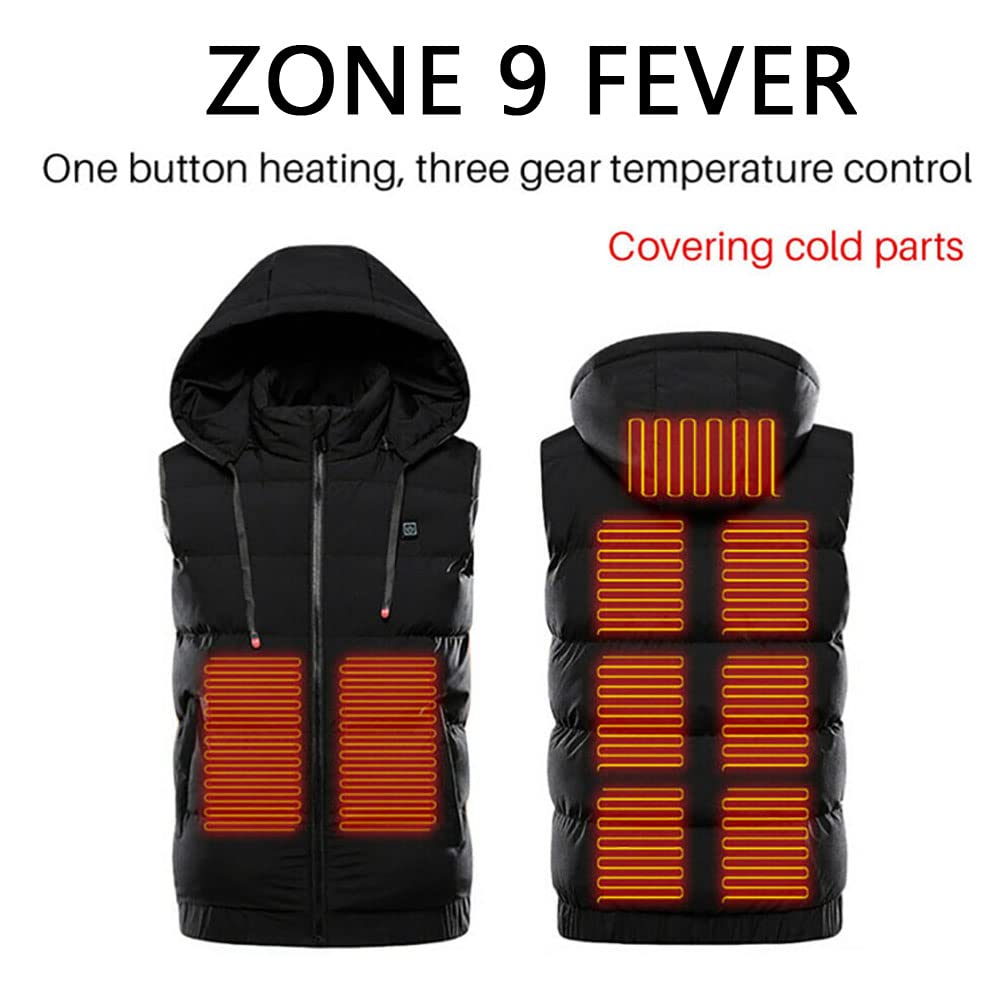 Chaleco Calentado USB con 9 Zonas de Calor,Chaleco Calefactado Eléctrico Lavable,Chalecos Termico Exteriores,3 Temperatura Ajustable,para Moto,ciclismo,senderismo