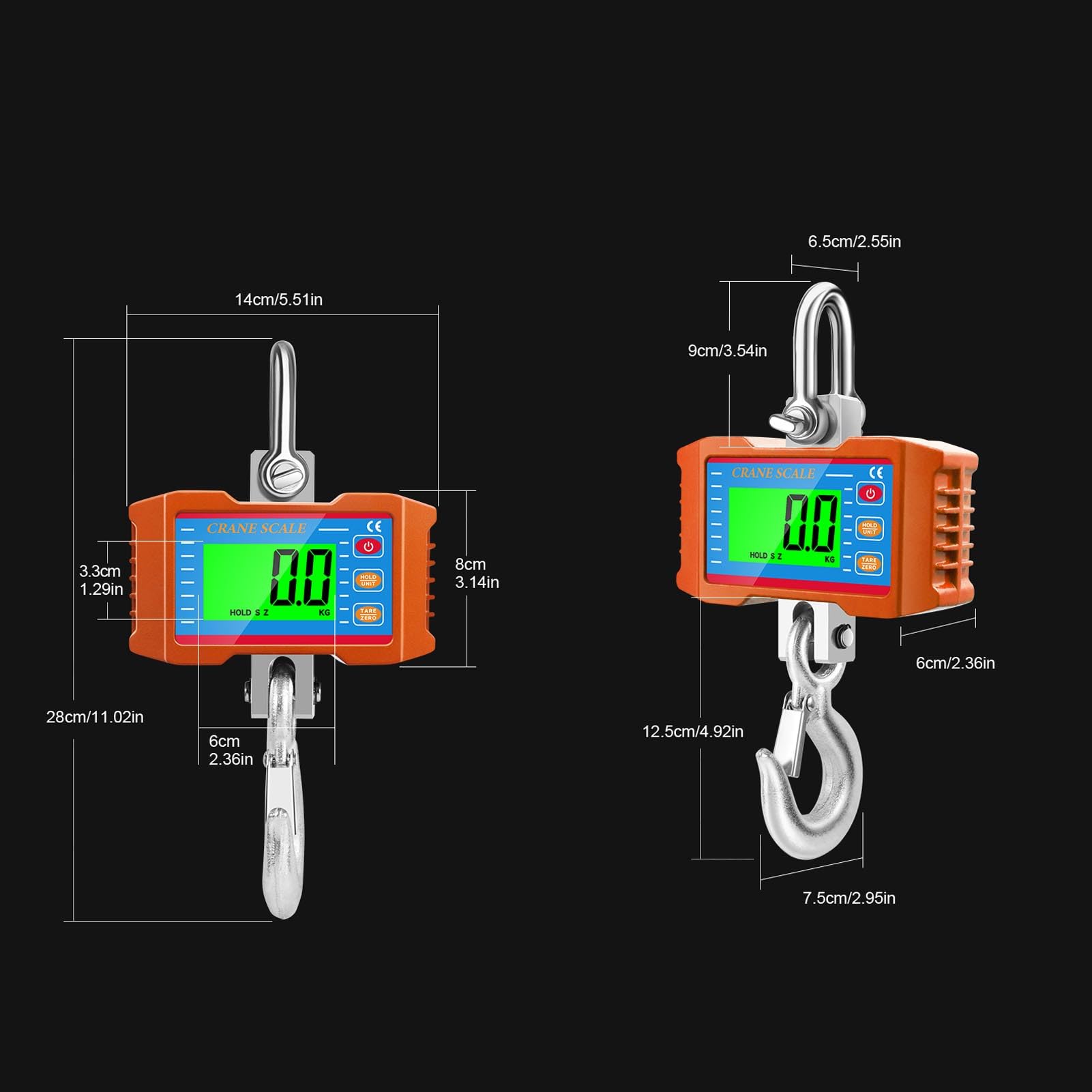 Jectse Échelle de Grue Numérique, 2000KG/4400lb Balance Suspendue avec Rétro-éclairage LED, Données de Contrôle à Distance Précises Tare Reset pour les Fermes Industrielles, Usine