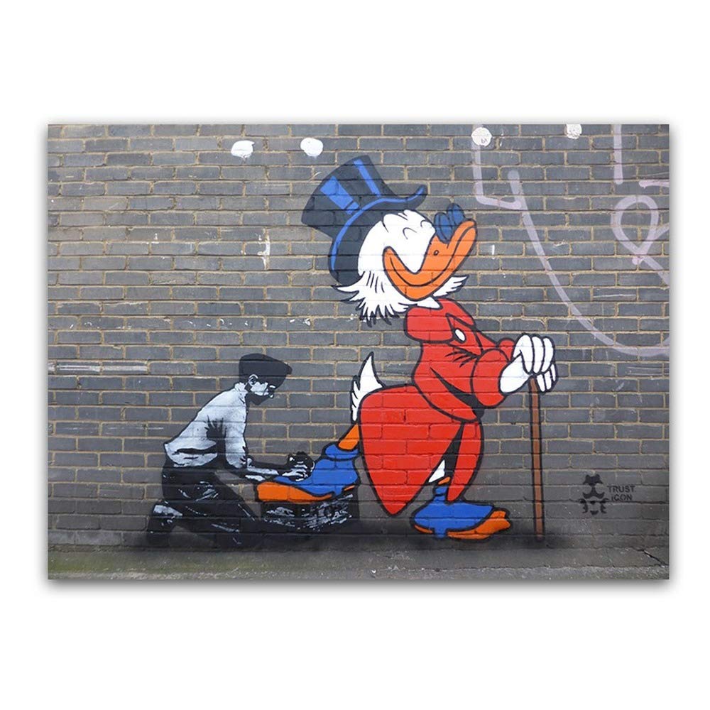 Tableau mural graffiti canard psychédélique 60x90 cm poster moderne pour salon sans cadre