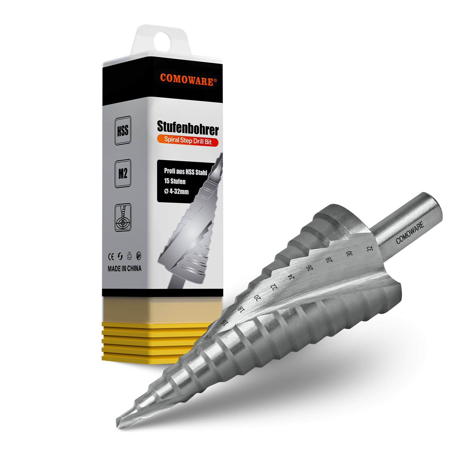 COMOWARE Stufenbohrer, 10mm Schaft Profi HSS Kegelbohrer Ø4-
