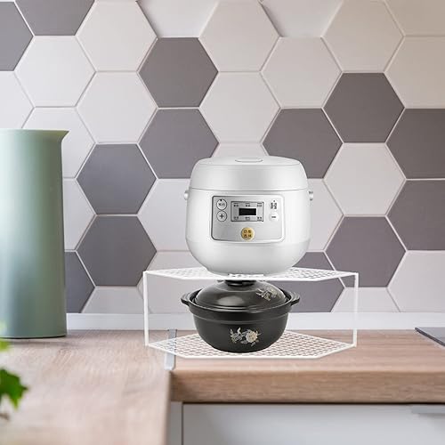 Miniatura 9 de Luxshiny Estante esquinero de 2 niveles para cocina, organizador de esquina para encimera, estante de esquina para cocina, hogar, restaurante,