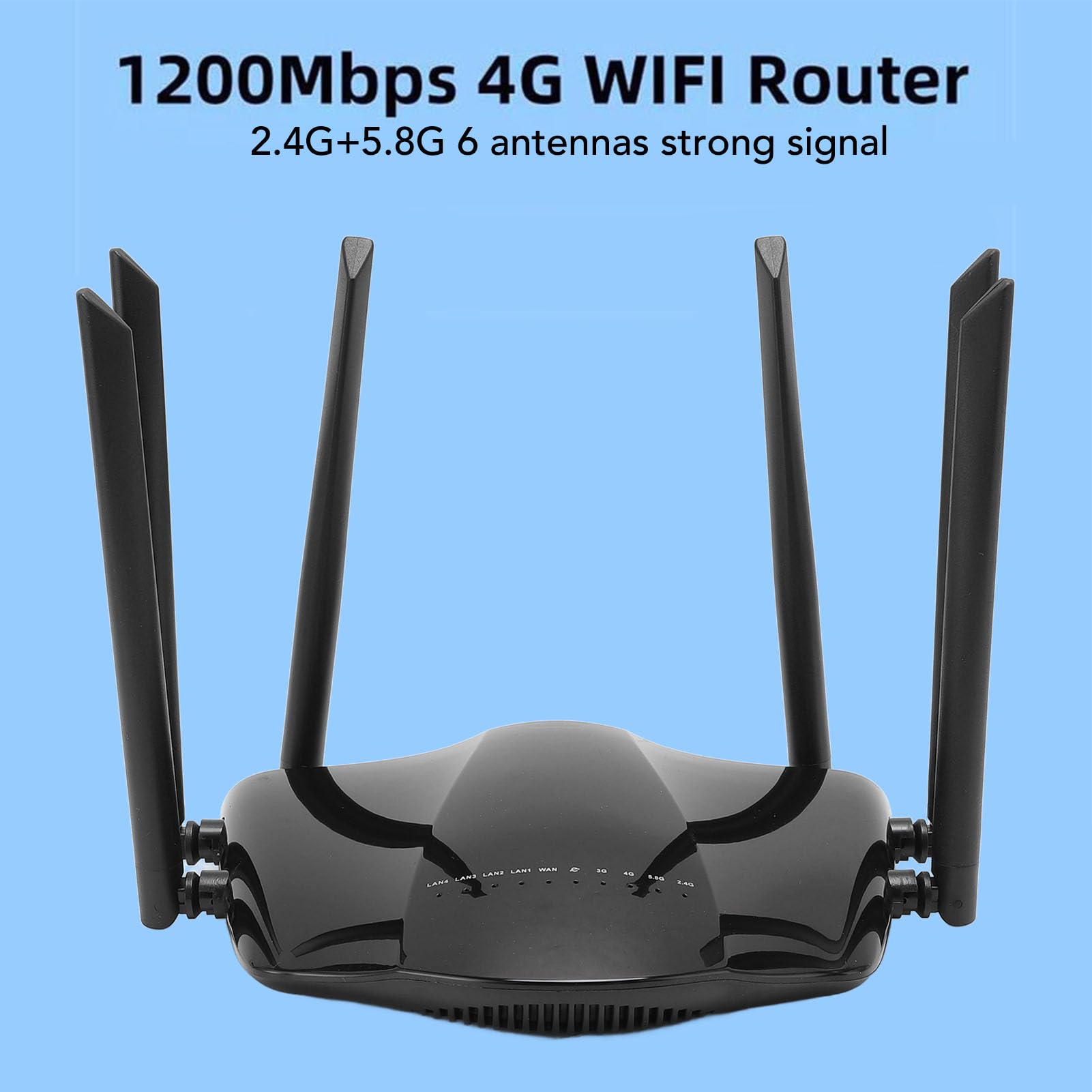 Router 4G LTE, Router WiFi Sbloccato da 1200 Mbps con Slot per Scheda SIM, 6 Antenne Ad Alto Guadagno, Dual Band 2.4G 5.8G per Viaggi in Ufficio in Casa UE Asia (Spina europea)