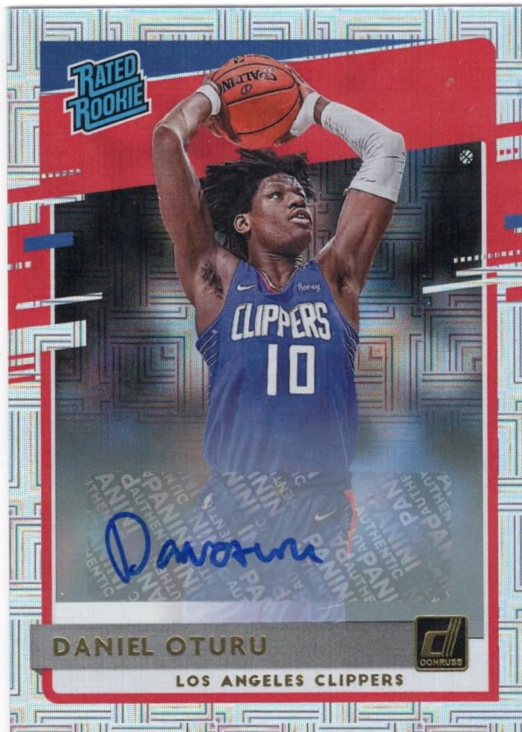 Daniel Oturu Autographed Rated Rookie Collectible Basketball Card - 2021 Panini Donruss Basketball Card #217 (Clippers)