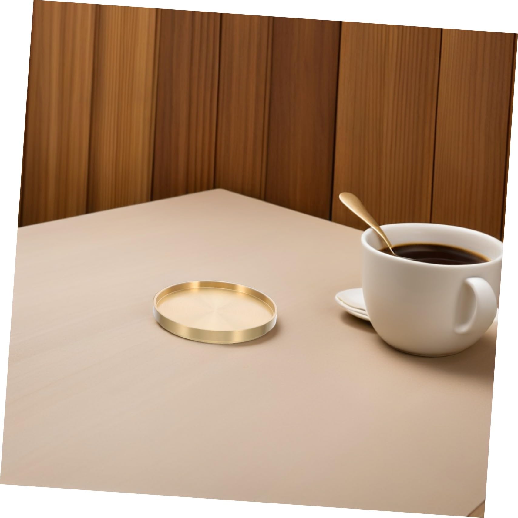 Sottobicchieri in Rame 5 Pezzi, Piattini Dorati per Tazza | Tè e Caffè, Uso Domestico e Ristorazione, Pratici e Stabili, Facili da Lavare, per Impiego Prolungato