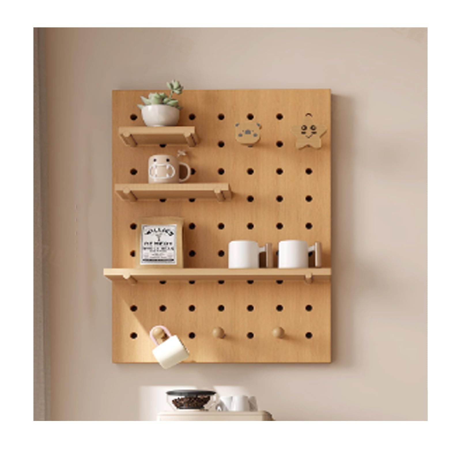 Panneau de rangement mural perforé haut de gamme avec étagère pour bureau et atelier