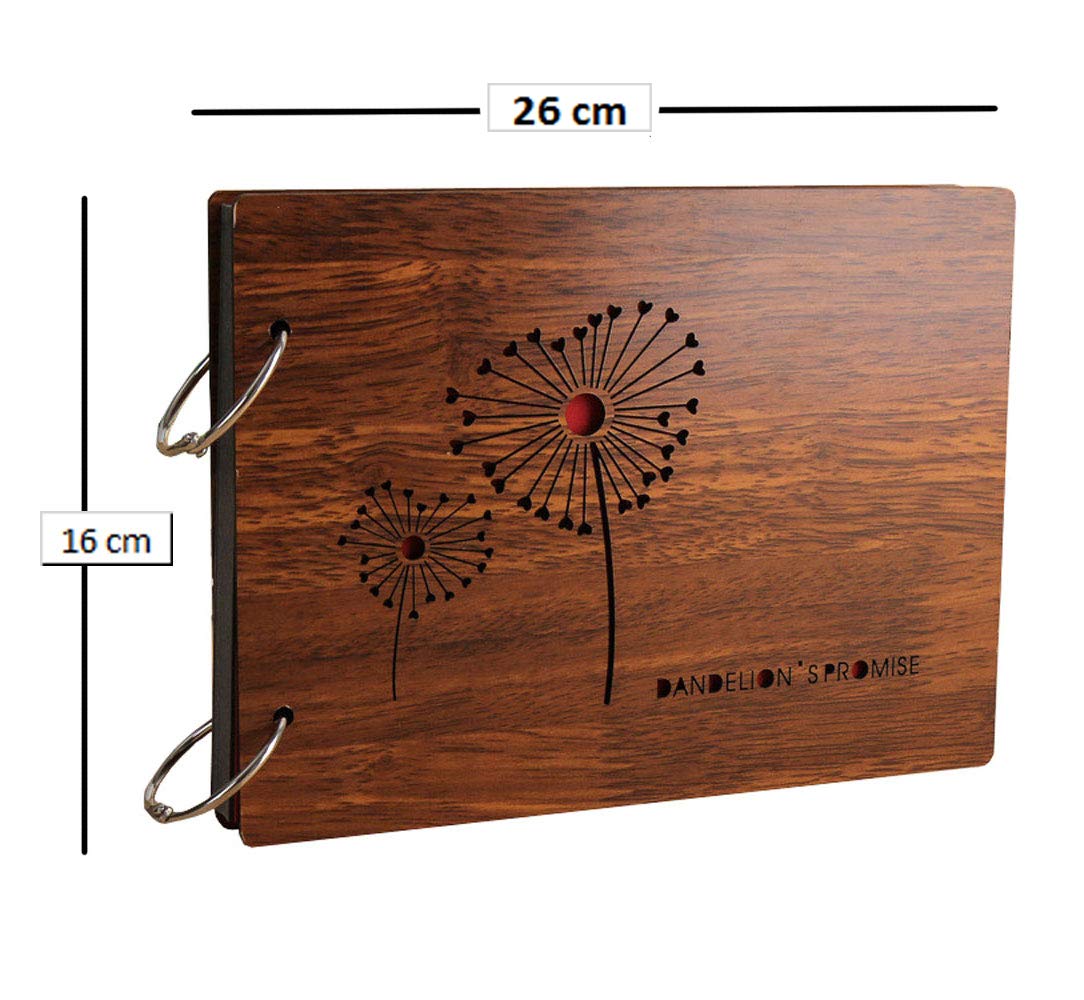 Sehaz Artworks Dandelion Scrapbook Photo Albums for 4x6 Photos for Baby Birthdays, Couples Husband Wife Wedding (26 cm X 16 cm X 4 cm, Brown) 2