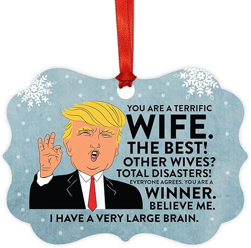 Miniatura 23 de Andaz Press Divertido presidente Donald Trump Fancy Frame Recuerdo Adorno de Navidad Regalo de mordaza, Perra fantástica, 1 paquete, ideas de regalo