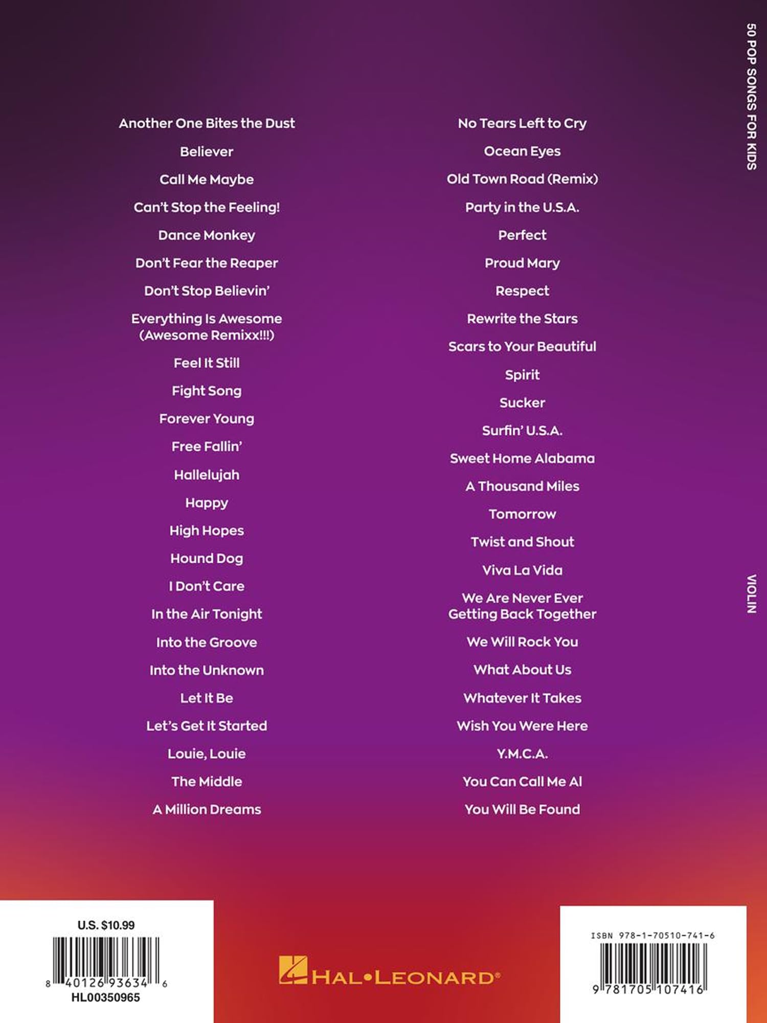 50 Pop Songs for Kids for Violin
