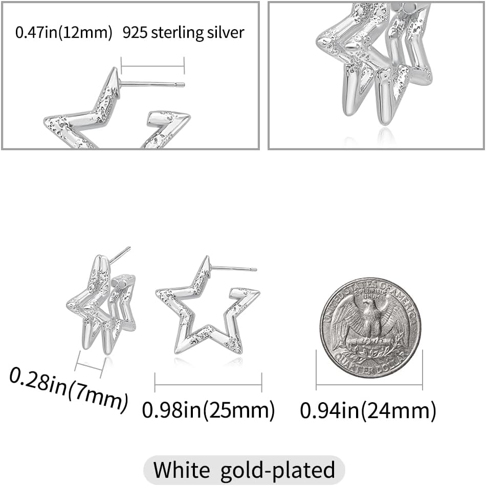 Gold Star Hoop Earrings Double Hoop Earrings for Women - Image 2