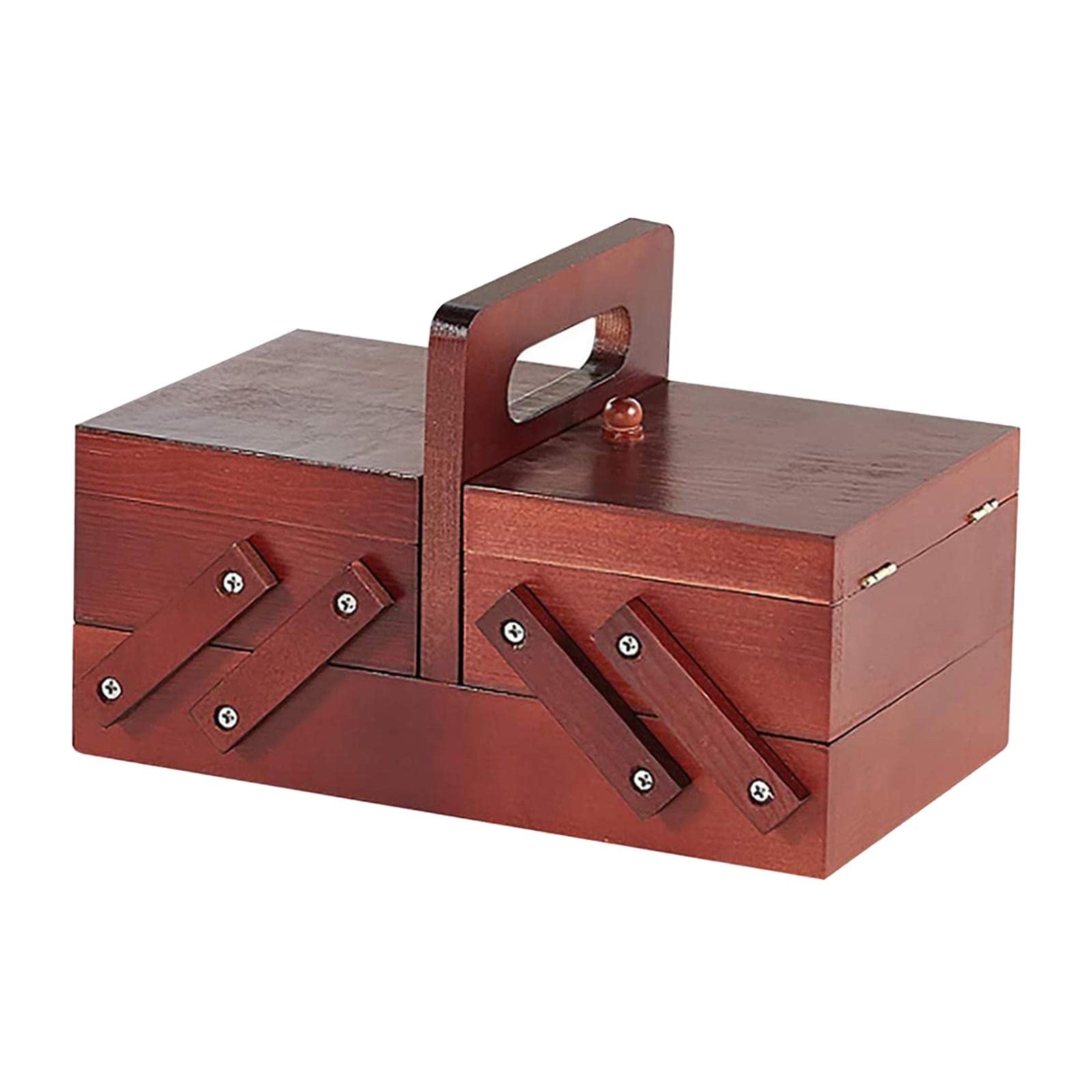 misppro Kit de costura de madera para adultos, principiantes, kits de costura, accesorios para el hogar, cesta de costura, kit de reparación de costuras, compartimentos, Boxex para mujeres y hombres,