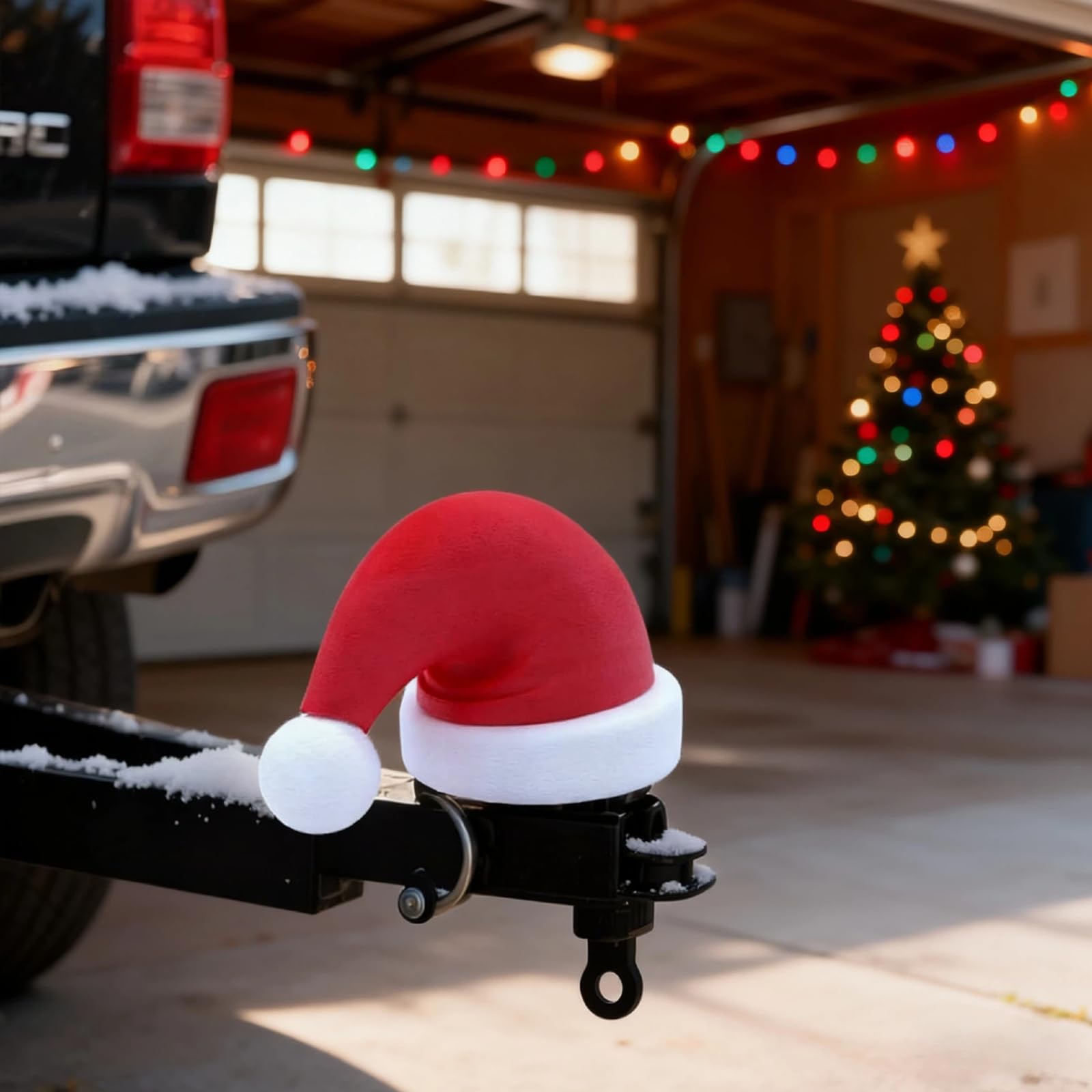 Lustige Weihnachtsmütze Anhängerkupplung Abdeckung – 3D Gedruckt Kappe AnhäNgerkupplung Weihnachtsdekoration für Auto & Anhänger Verhindert Rost des EmpfäNgerrohrs