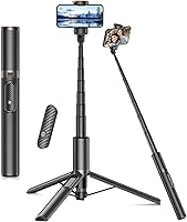 Vista 1 de TONEOF Trípode selfie stick de 60 pulgadas para video, soporte extensible todo en 1 para teléfono celular con control remoto integrado, trípode