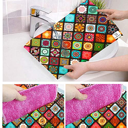 Image of Multipurpose Waterproof PVC Refrigerator /Fridge Drawer Mats Washable Non-Slip Shelf Liners for Kitchen Set of 6 Pcs (Ethnic Multi, 17.5x11.5 Inch)
