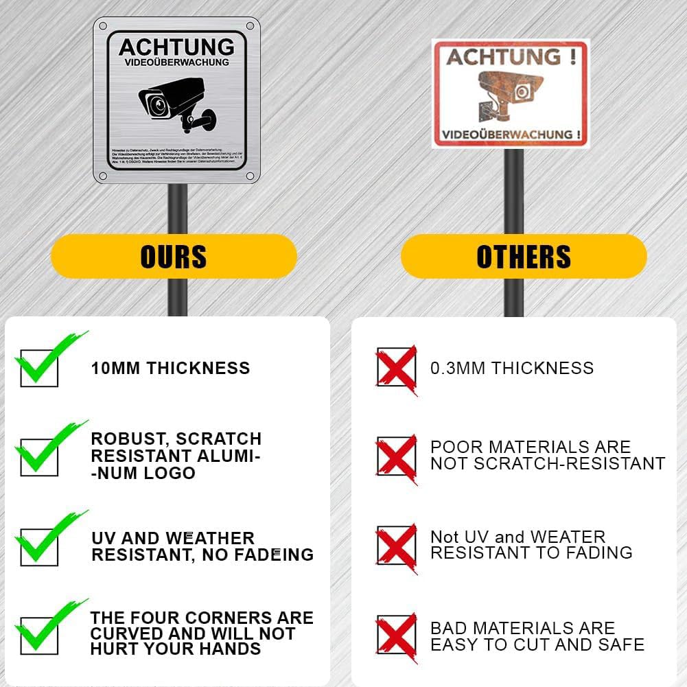flintronic Señal de advertencia de seguridad, versión alemana, 2 unidades, 15 x 15 cm