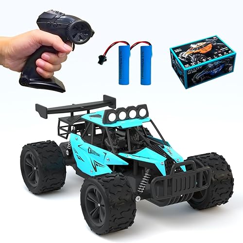 Miniatura 8 de Coche de Control Remoto Camión Monstruo Juguetes Escala 1:16 Vehículo RC Para Niños 2.4GHz Alta Velocidad 20 km/h Con Faros LED, Coches RC