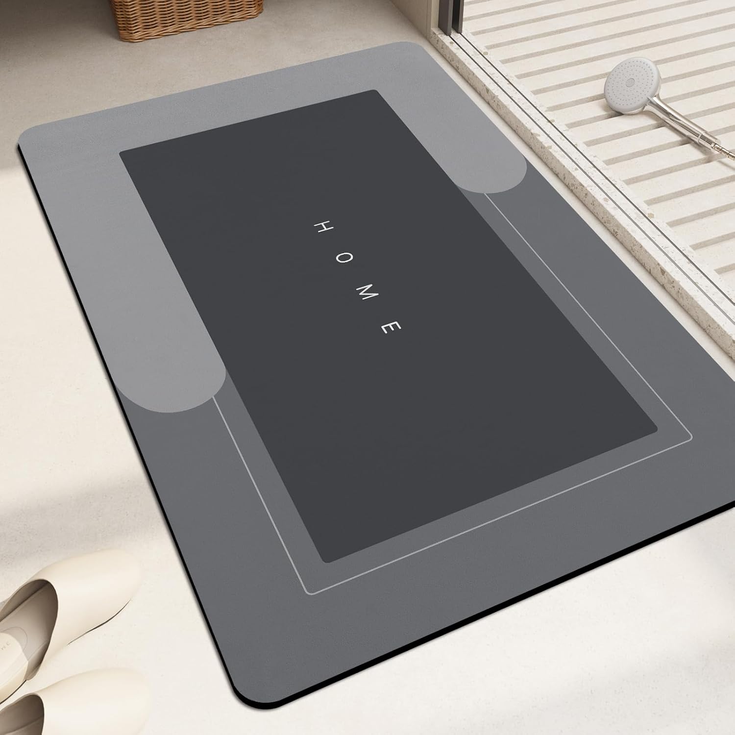 super absorbent bath mat quick-drying thin bathroom mat non-slip stain resistant bathroom rug kitchen living room floor mat easy to clean shower rug for bathtub (rectangle light gray, 50x80cm) rectangle light gray 2'8" x 1'8" (rectangular)