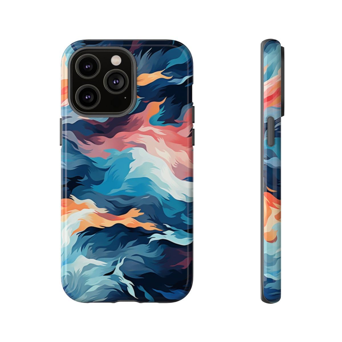 Coque rigide iPhone 14 Pro Max vagues multicolores pour votre quotidien