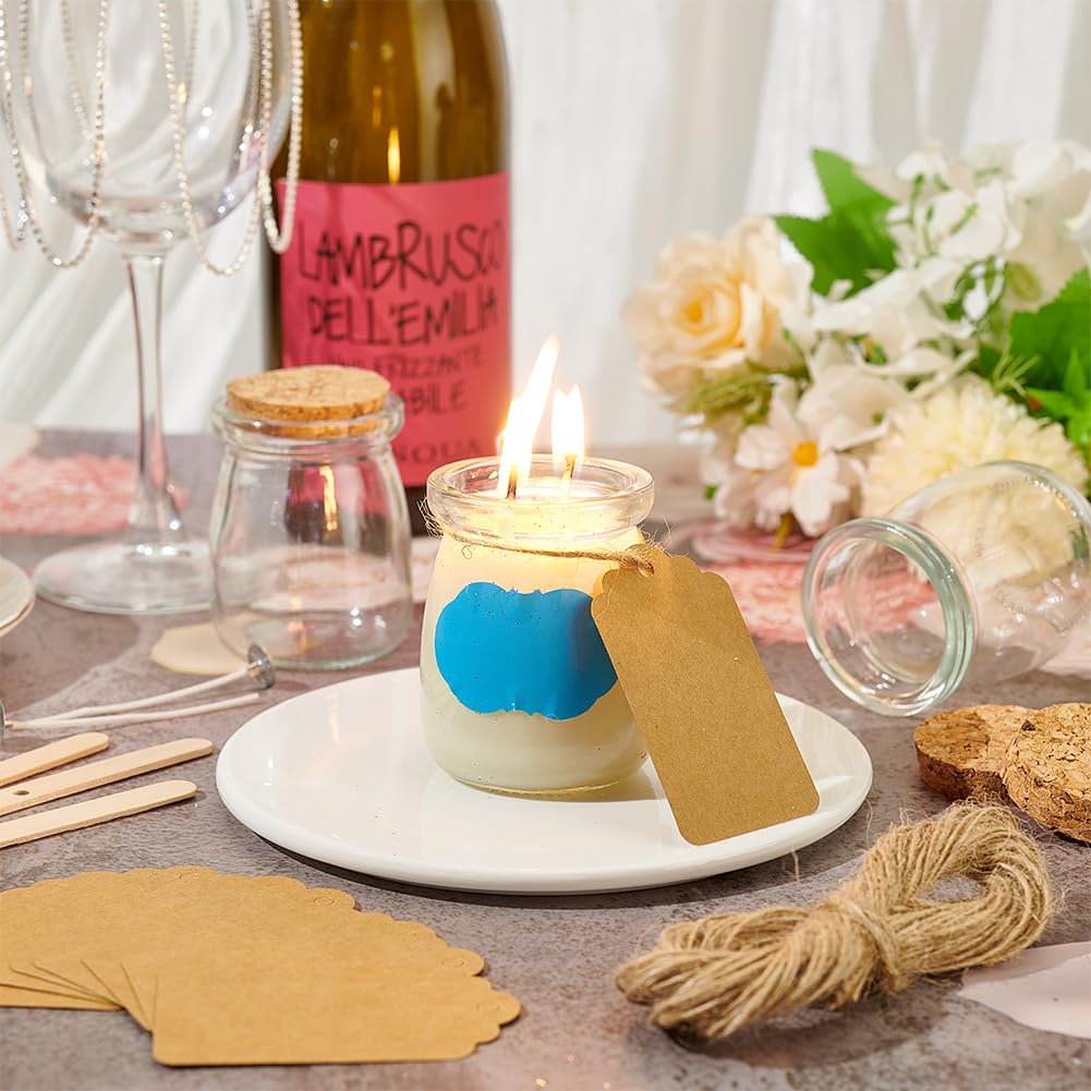 NBEADS 20 confezione di Barattoli di Vetro per Candele per Realizzare Candele Contenitori per Candele Trasparenti con Coperchi Stoppino Spago Etichetta Kit per Un Regalo Spezie Profumate Fatte In Casa