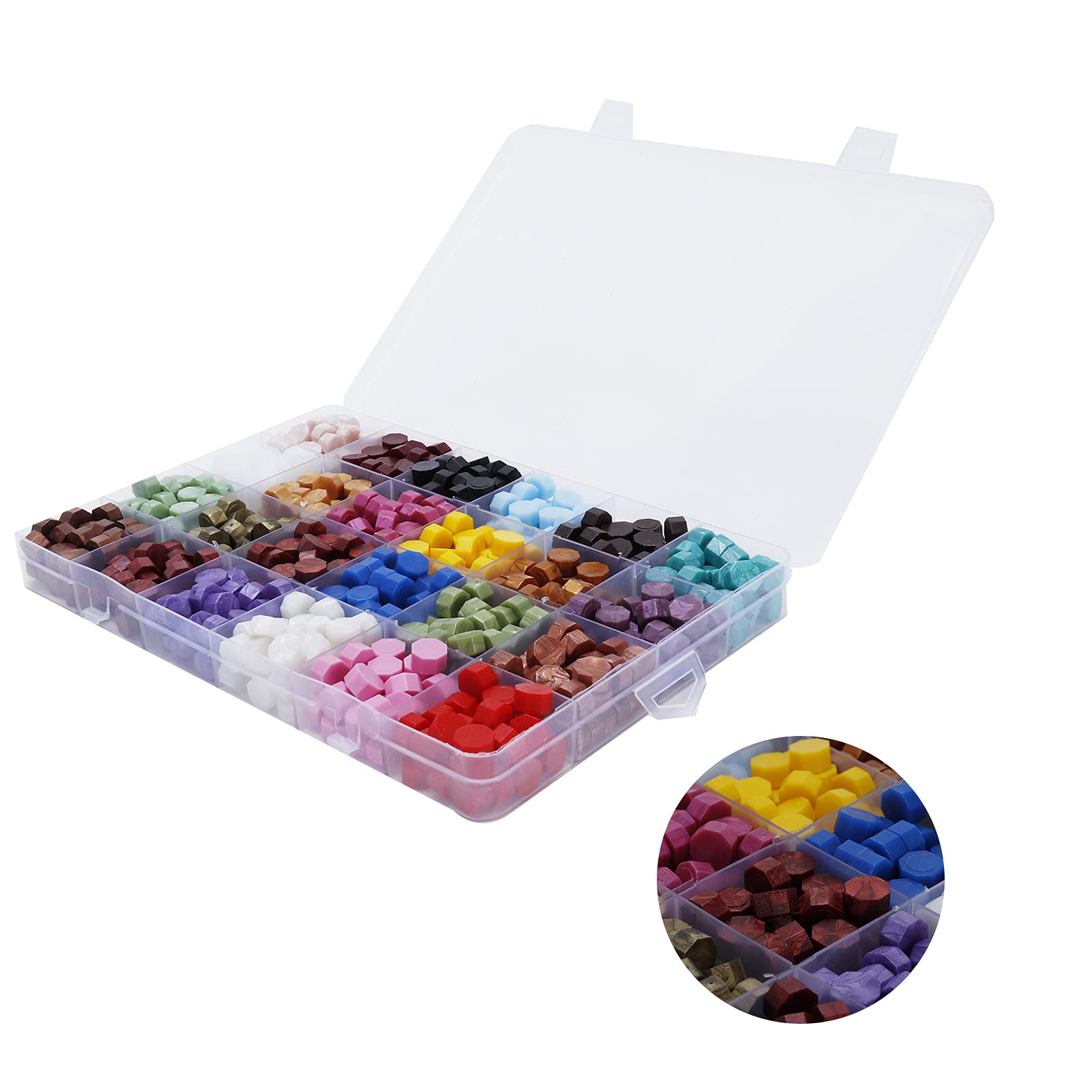 Kit di Perline di Ceralacca in 24 Colori con Cucchiaio e Timbro per Decorazioni Artigianali Fai-da-te in Occasione di Matrimoni Ed Eventi