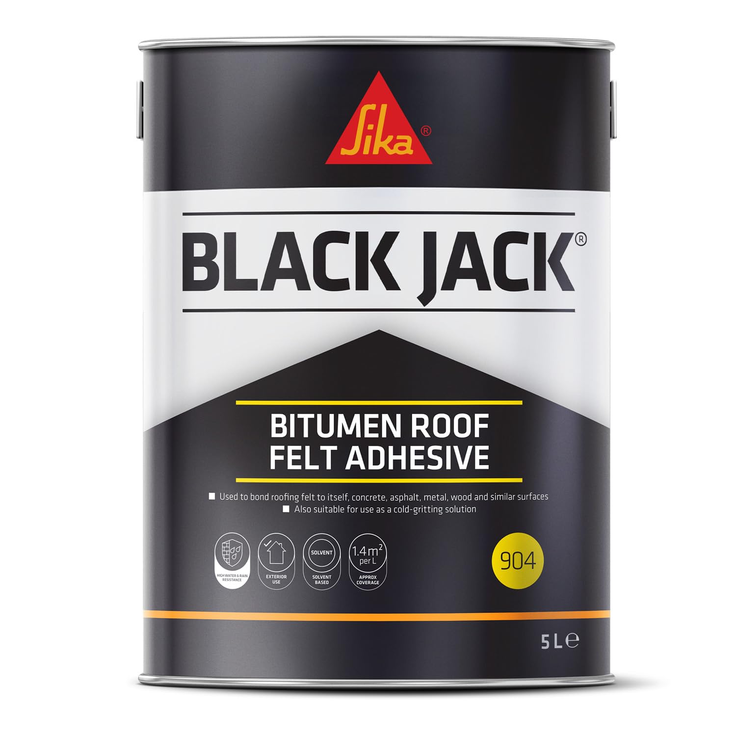 Everbuild Sika Black 486995 Jack® 904 Bitumen Roof Felt Adhesive 5 Litre