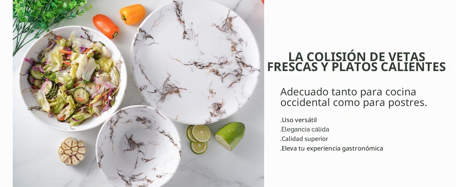Royal Swiss Juego de vajilla de melamina de 12 piezas para 4 personas, inastillable, apto para lavavajillas y ligero, ideal para el hogar, jardín, camping y picnic, diseño blanco moderno