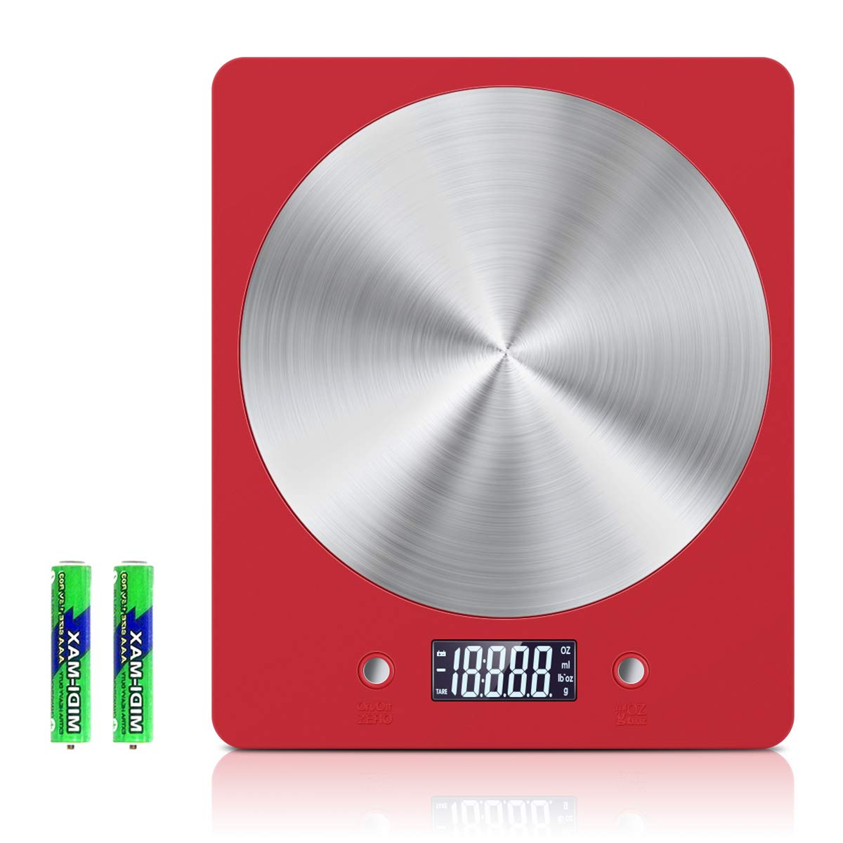 Brifit Digital Kitchen Scale, 11lb/5kg Electronic Cooking Scale, Food Weighing Scales with LCD Display, Accurate Gram, Slim Design, for Home, Kitchen, Chiristmas Gift, Batteries Included - Red