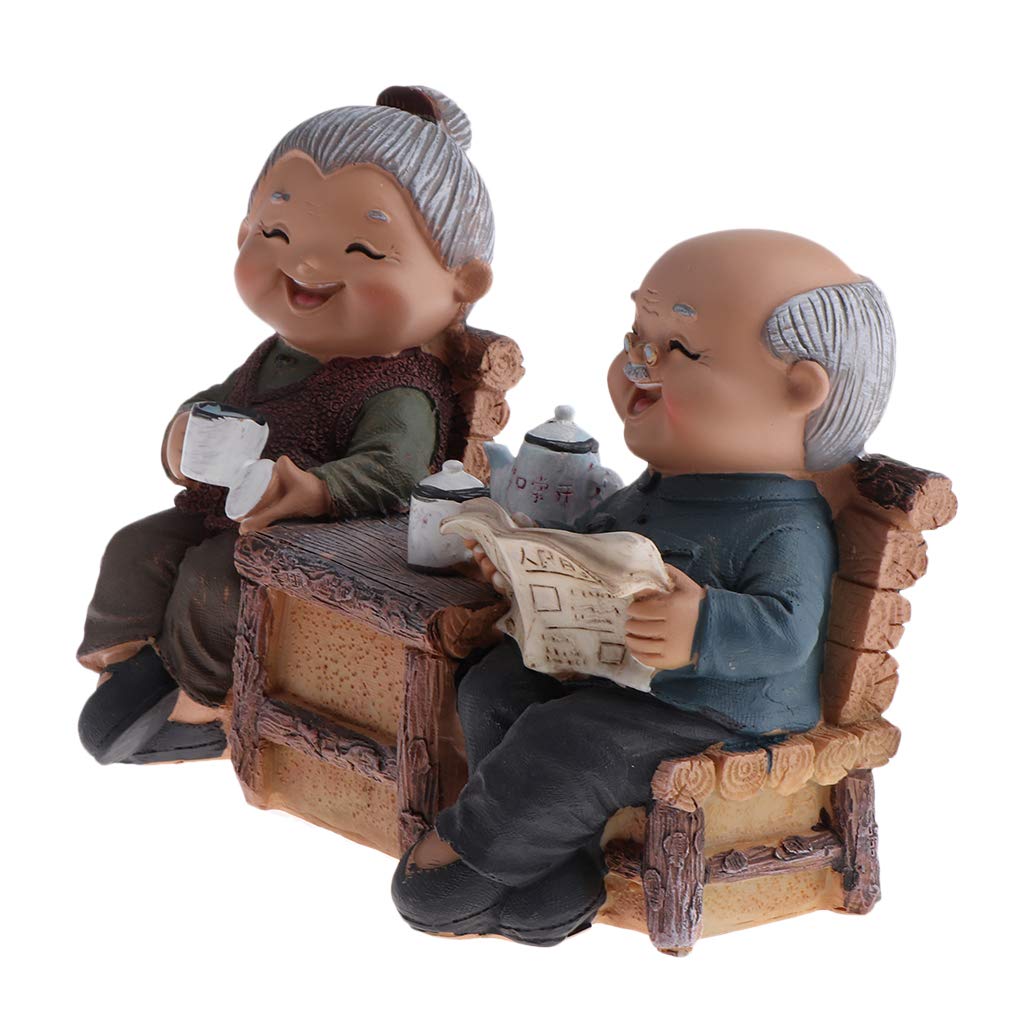 老人と子供の置物 老人と子供の置物