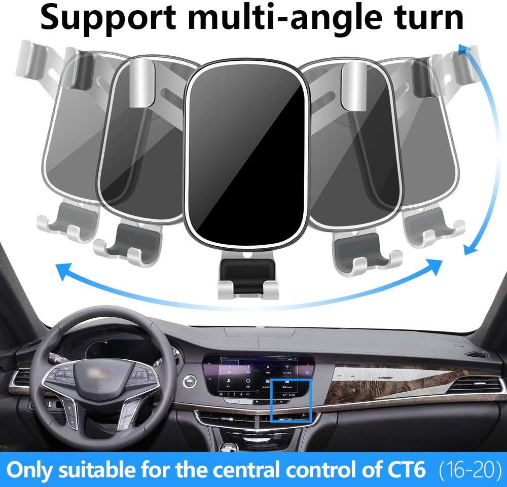 LUNQIN Car Phone Holder for Cadillac CT6 2016 2017 2018 2019 2020 and CT6-V 2019 2020 Auto Interior Accessories Best Cell Phones Mount Cellphone Mobile Cradle Charging Navigation Bracket Accessory