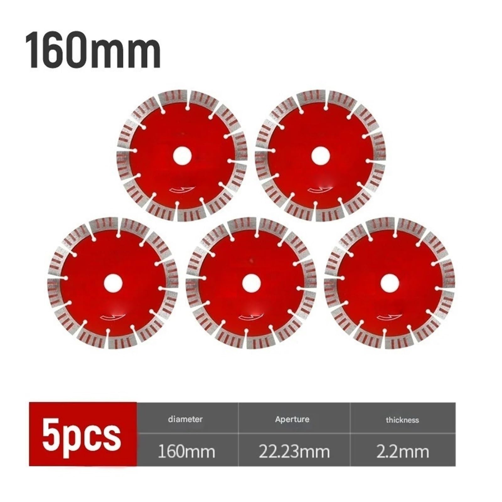 Disco de corte de diamante de 115/125/160 mm for porcelana, cerámica, gres, mármol y amoladora angular (5 unidades)