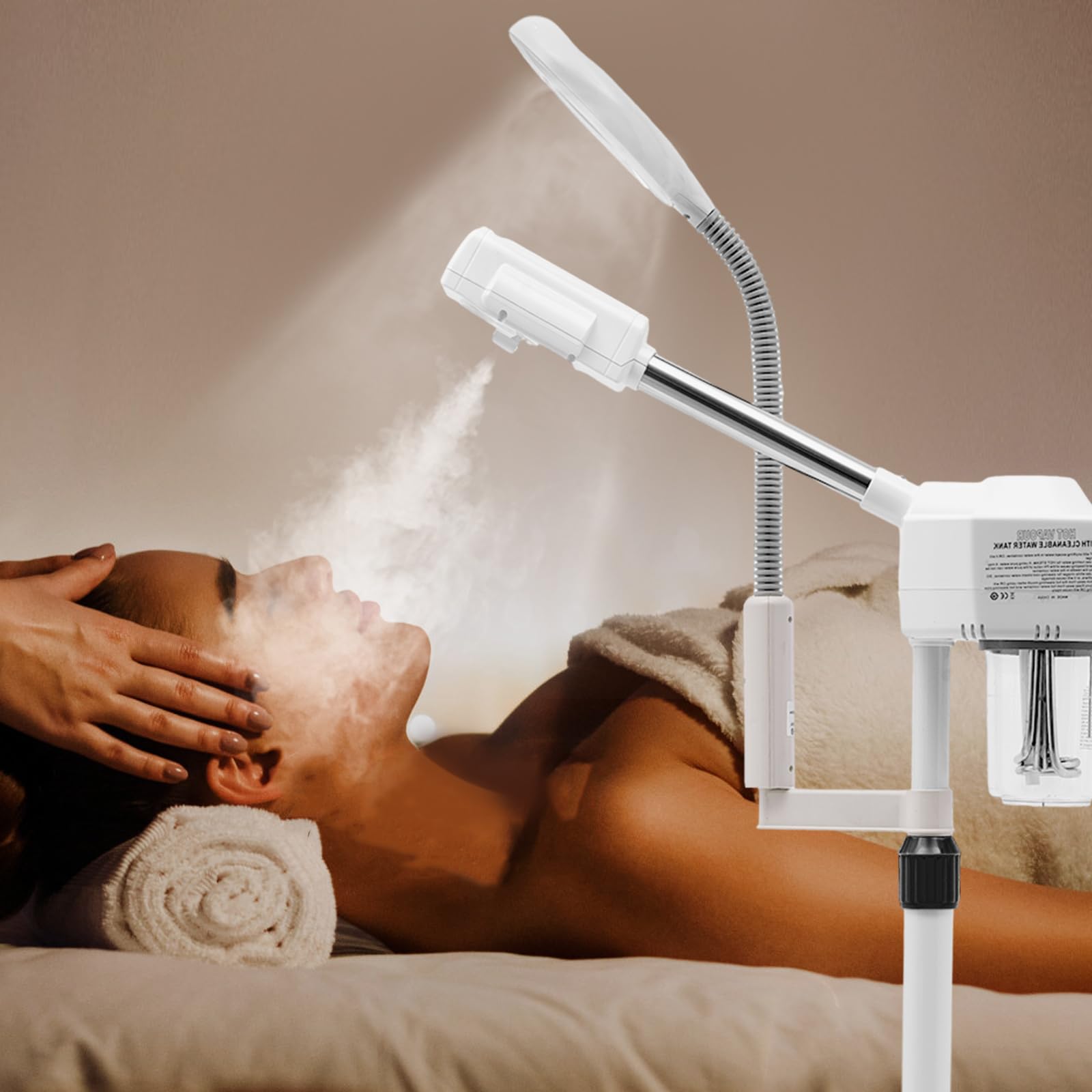 Parownik do twarzy, 800 W, do studia kosmetycznego, do sauny twarzy, obracana o 360°, lampa zabijająca bakterie, parownik do salonów piękności, nawilżanie i pielęgnacja skóry, do salonów kosmetycznych