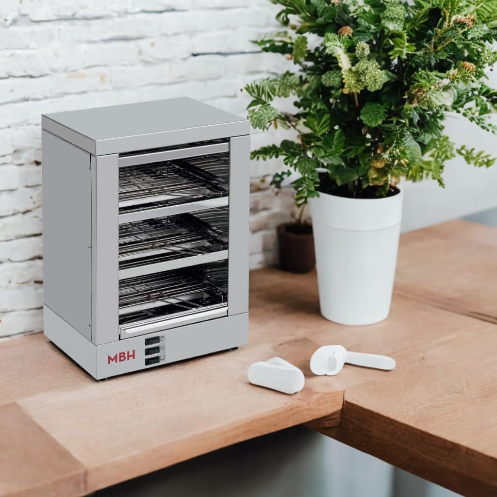 MBH - Tostapane Professionale 3 Piani INOX Elettrico senza Timer Ristorazione. Forno tostapane per Bar e Hotel.