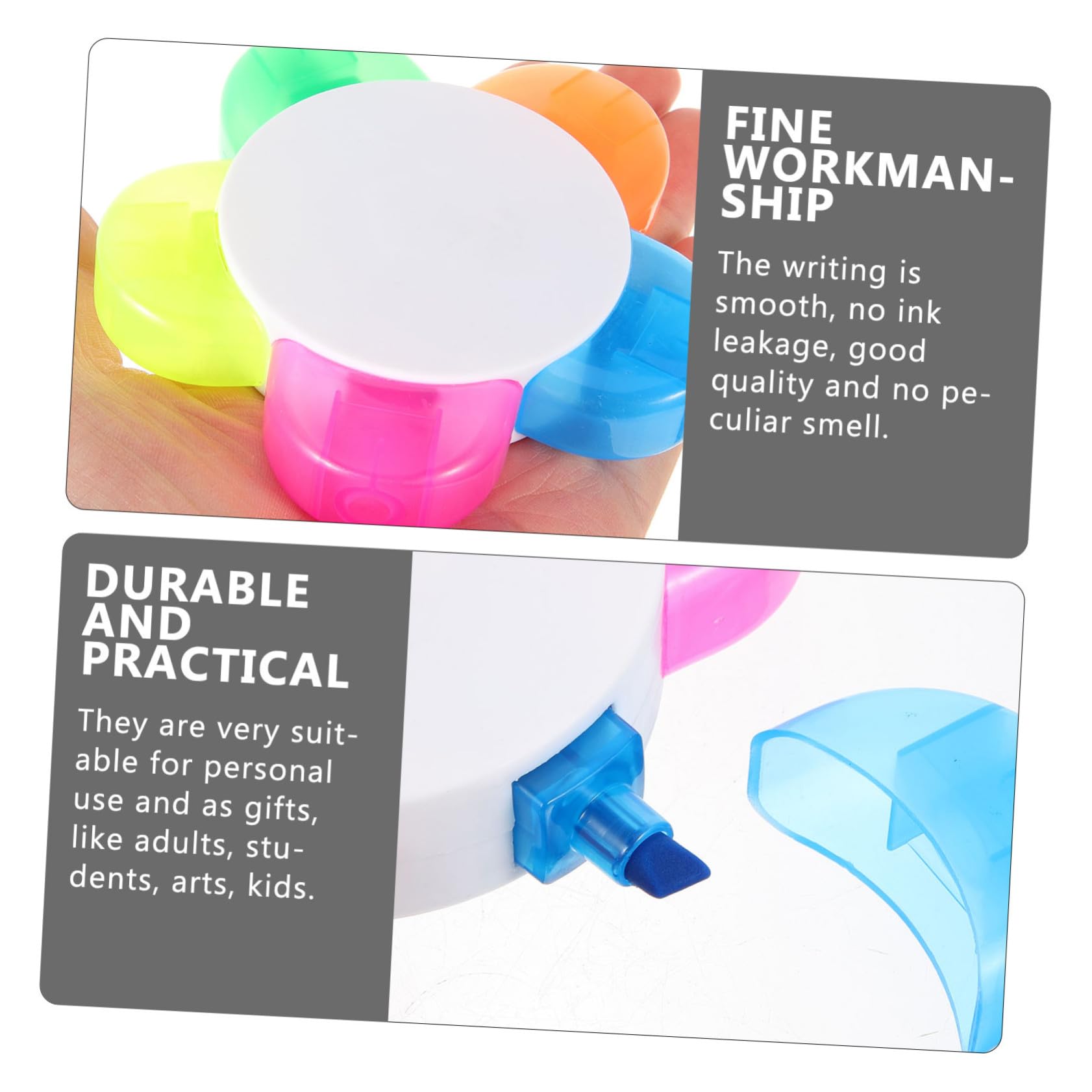 Housoutil 10 Stück Teiliges Blütenblatt-textmarker Fluoreszierende Pastell-highlighter mit Farbigen Petal-spitzen für Schule Büro Notizen Ästhetische Schreibwaren